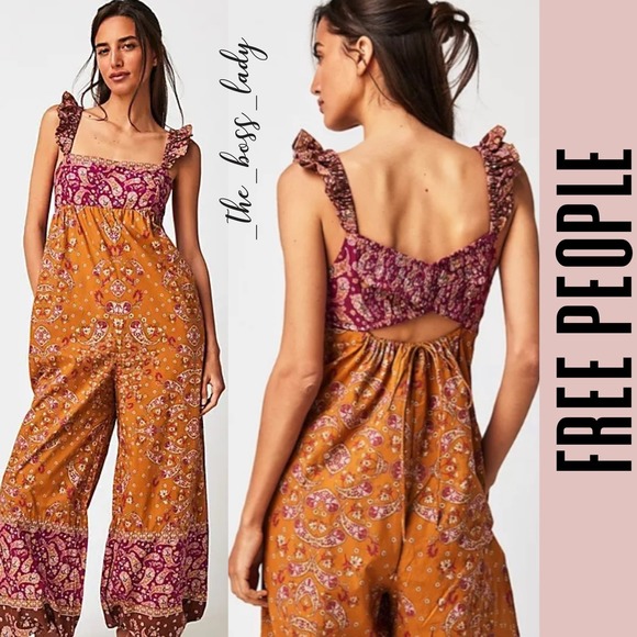 Free People Orange and Purple Jumpsuit - Picture 1 of 9